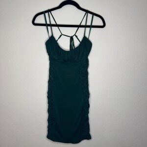 Angel Biba Womens Mini Dress Size Large Emerald Green Slinky Whimsical NEW